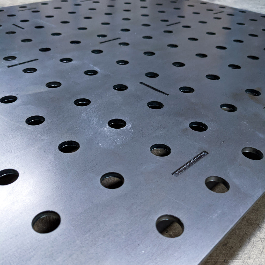 Welding table top shop with holes